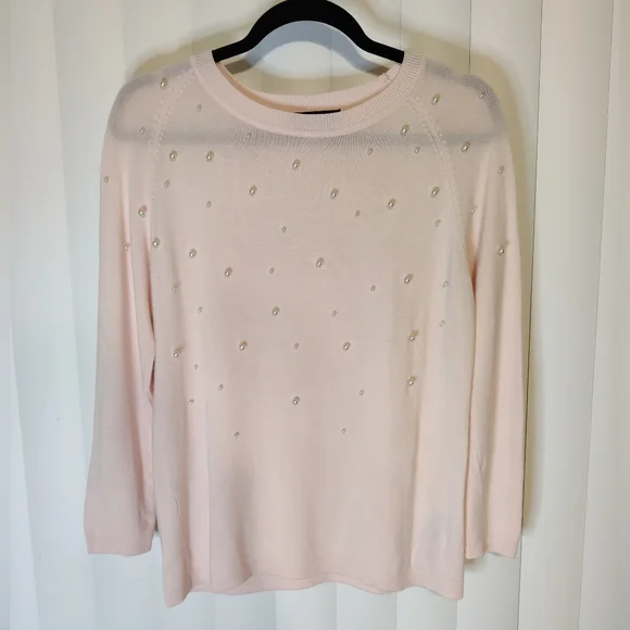 Zara Pink Pearl Knit Sweater Size Small - Picture 1 of 3